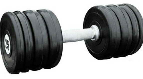 Гантель профессиональная хром/резина  2 кг.