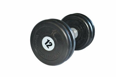 Гантель профессиональная хром/резина 12 кг.