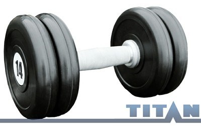 Гантель профессиональная хром/резина 14 кг.