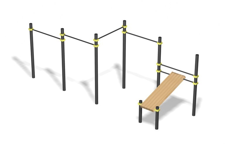 Комплекс из 4-хперекладин и скамейки для пресса