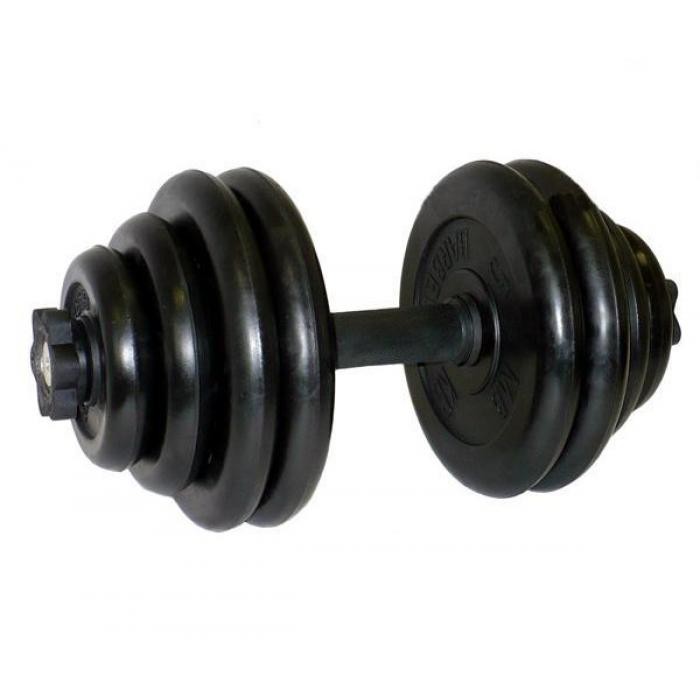 Набор весом 16 кг (гриф 45 см с пластиковой ручкой + диски 4х2.5 кг, 2х1.25 кг, 2х1 кг)