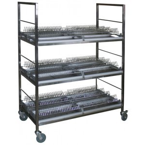 Тележка для транспортировки тарелок (двухрядная) Ш1170* Г600*В1050, полностью из нержавеющей стали, 2 поддона