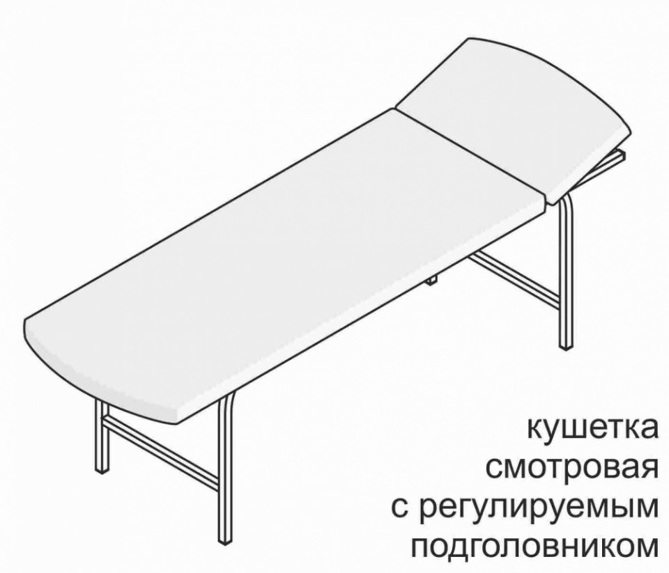 Кушетка смотровая с регулируемыми подголовниками, 1950*800*550 мм