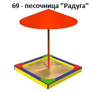 Песочница «Радуга», 1800*1800*2000 мм